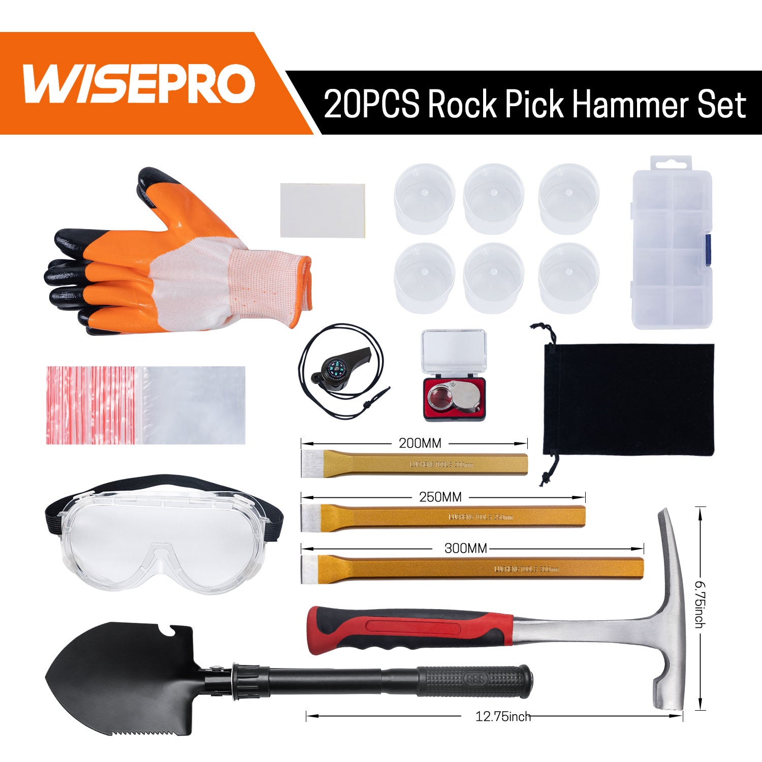 06 Geology Tools and Rock Pick Hammer Set(20-Piece)