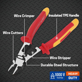 WISEPRO 8 INCH 1000V INSULATED DIAGONAL CUTTING PLIERS