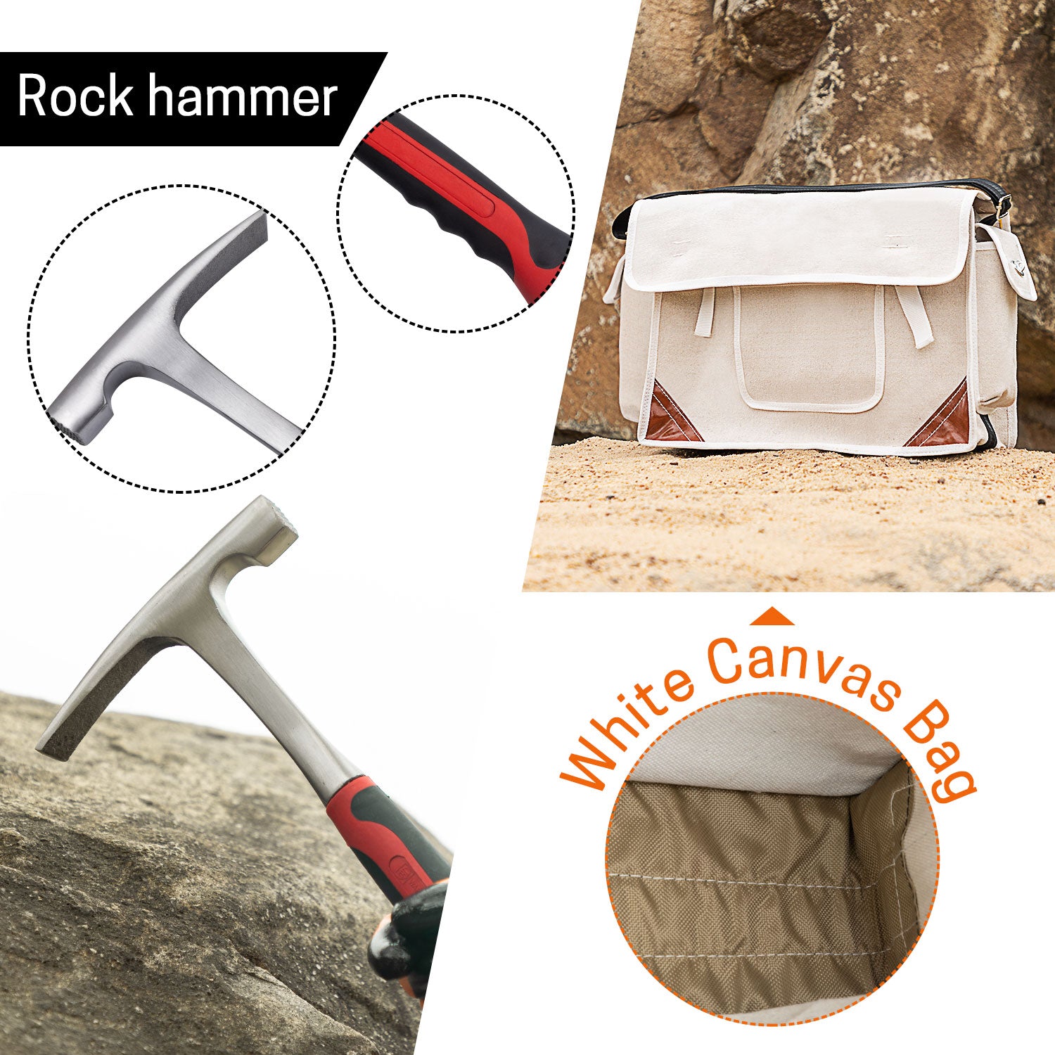06 Geology Tools and Rock Pick Hammer Set（20-Piece）