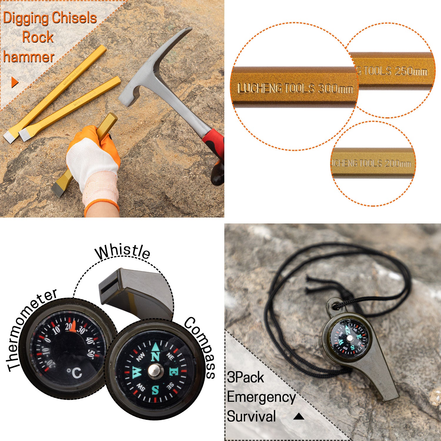 06 Geology Tools and Rock Pick Hammer Set（20-Piece）